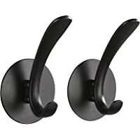 Wopeite Percha Baño Sin Taladro Gancho Toalla Adhesivo Para Pared Toalleros de Baño Acero Inoxidable 2 Piezas Negro